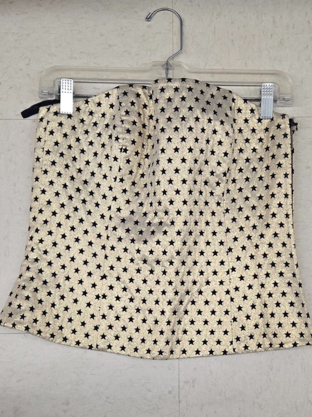 Glittery ESCADA vintage bodice strapless bustier 10 METALLIC STARS DESIGNER TOP
